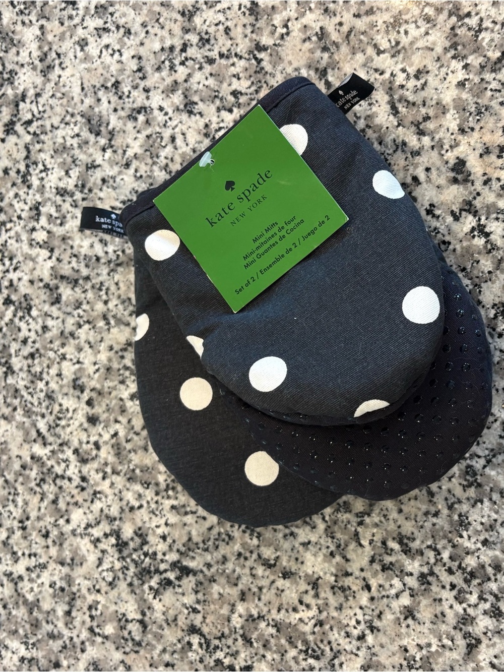 Kate Spade New York Oven Mitts Black and White Polka Dot